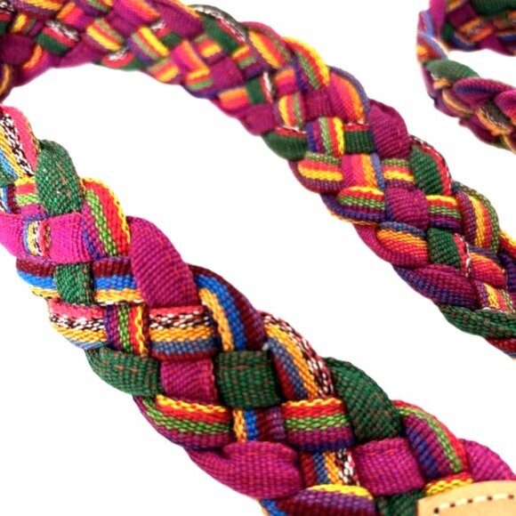 Guatemala Mexican Fabric Leather Colorful Belt Large 42-46" - Picture 2 of 8